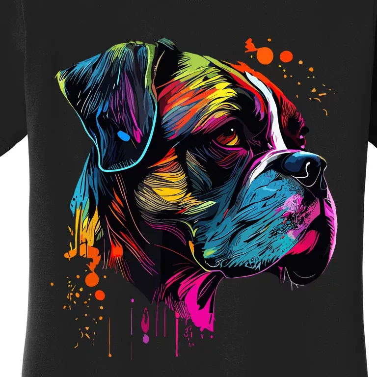 Boxer Dog Lovers Pop Art Design Cute Boxer Dog Women's T-Shirt