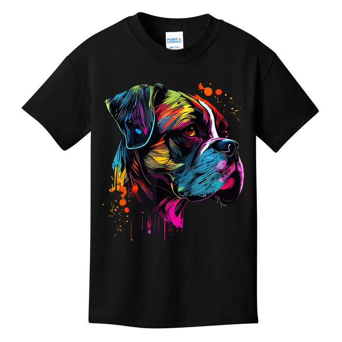 Boxer Dog Lovers Pop Art Design Cute Boxer Dog Kids T-Shirt