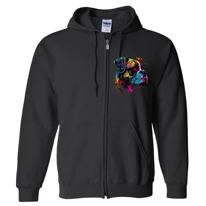 Boxer Dog Lovers Pop Art Design Cute Boxer Dog Full Zip Hoodie