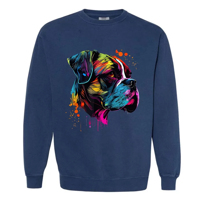 Boxer Dog Lovers Pop Art Design Cute Boxer Dog Garment-Dyed Sweatshirt