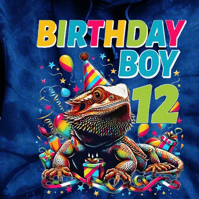 Bearded Dragon Lizard12th Birthday 12 Year Old Tie Dye Hoodie