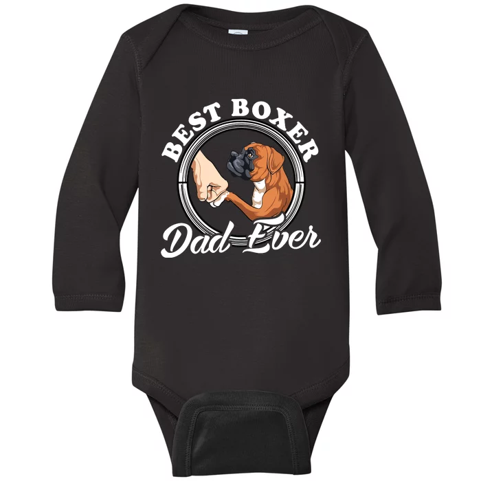 Boxer Dog Lovers Dad Design Boxer Dog Dad Baby Long Sleeve Bodysuit