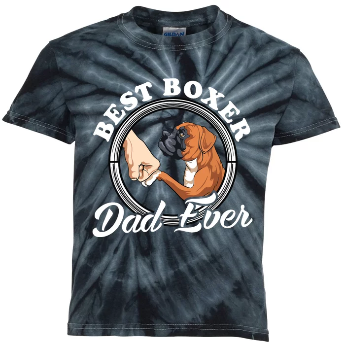 Boxer Dog Lovers Dad Design Boxer Dog Dad Kids Tie-Dye T-Shirt