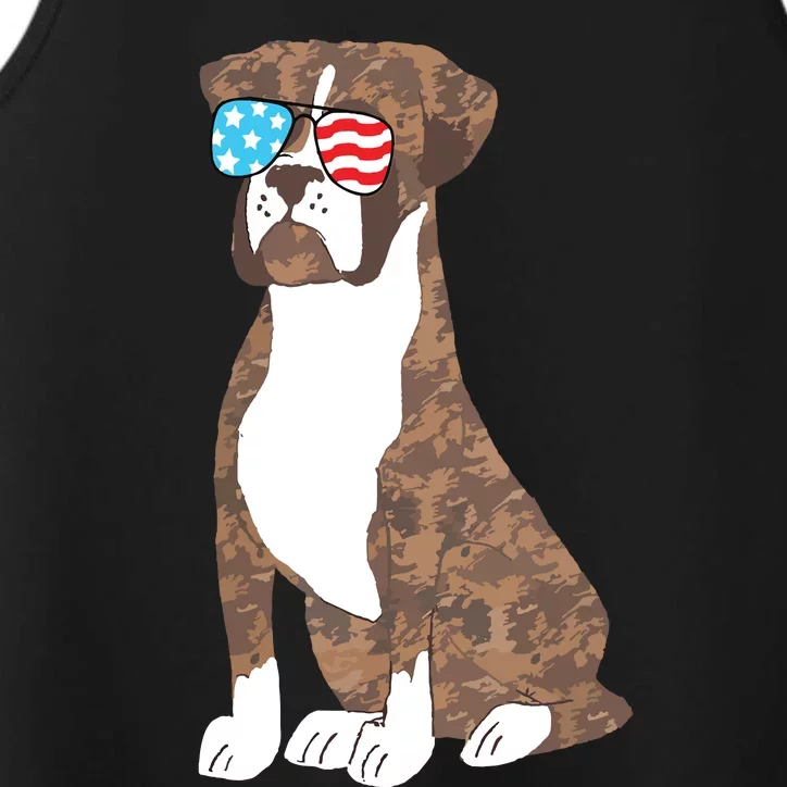 Boxer Dog Lovers Patriotic Cool USA Flag Memorial Day Gift Performance Tank