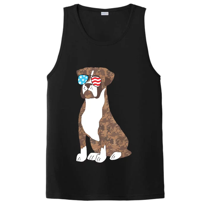 Boxer Dog Lovers Patriotic Cool USA Flag Memorial Day Gift Performance Tank