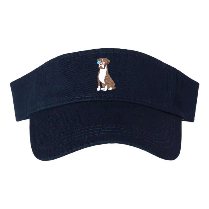 Boxer Dog Lovers Patriotic Cool USA Flag Memorial Day Gift Valucap Bio-Washed Visor