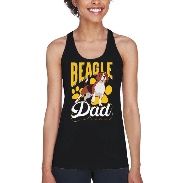 Beagle Dad Lover Puppy Beagles Dog Father Daddy Papa Women's Racerback Tank