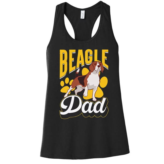 Beagle Dad Lover Puppy Beagles Dog Father Daddy Papa Women's Racerback Tank