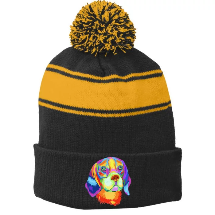 Beagle Dog Lover Tee Funny Beagle Stripe Pom Pom Beanie