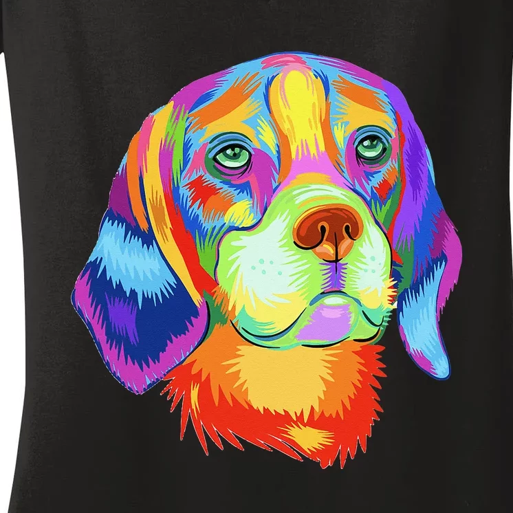 Beagle Dog Lover Tee Funny Beagle Women's V-Neck T-Shirt