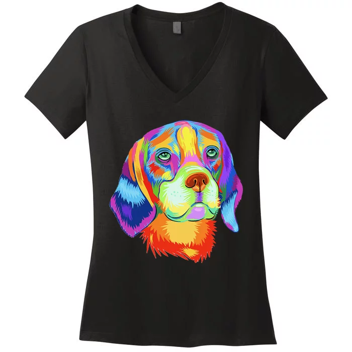 Beagle Dog Lover Tee Funny Beagle Women's V-Neck T-Shirt