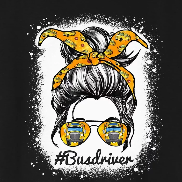 Bus Driver Life Messy Bun Hair Cute School Bus Driver Women's Crop Top Tee