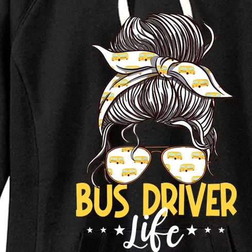 Bus Driver Life Messy Bun Bus School Bus Driver Women's Fleece Hoodie