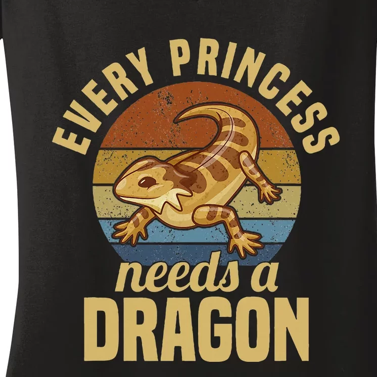 Bearded Dragon Lizard Reptile Pet Women's V-Neck T-Shirt