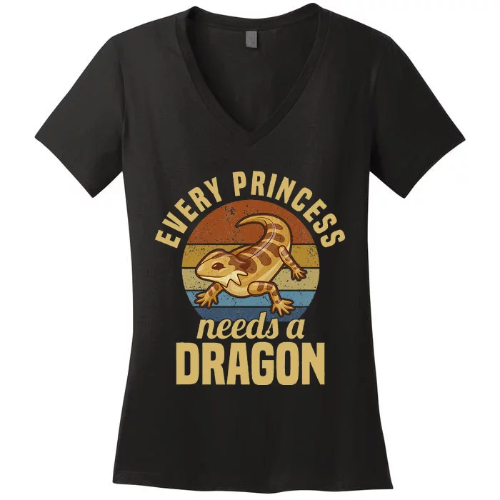 Bearded Dragon Lizard Reptile Pet Women's V-Neck T-Shirt