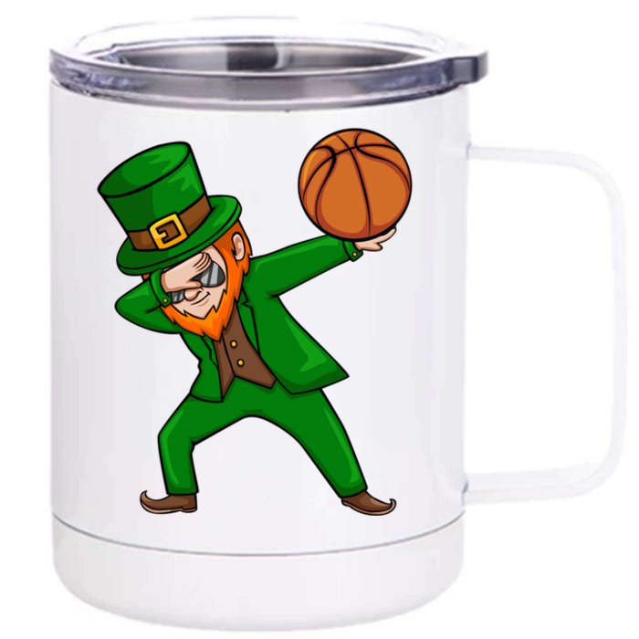 Basketball Dabbing Leprechaun St Patrick's Day Gift Front & Back 12oz Stainless Steel Tumbler Cup