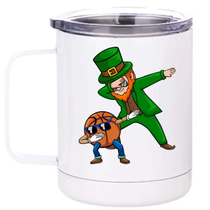 Basketball Dabbing Leprechaun St Patrick's Day Cool Gift Front & Back 12oz Stainless Steel Tumbler Cup