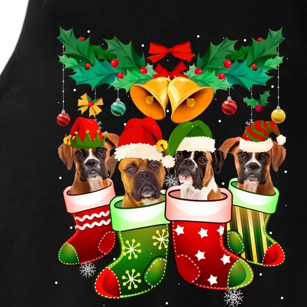 Boxer Dog Lover Christmas Socks Funny Xmas Pajama Gift Ladies Tri-Blend Wicking Tank