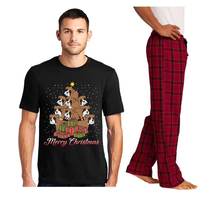 Boxer Dog Lover Matching Santa Boxer Christmas Tree Gift Pajama Set