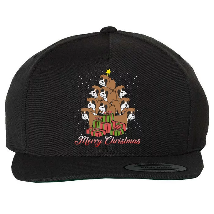 Boxer Dog Lover Matching Santa Boxer Christmas Tree Gift Wool Snapback Cap