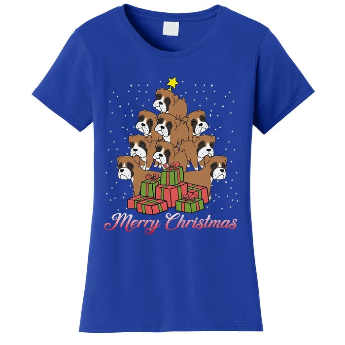 Boxer Dog Lover Matching Santa Boxer Christmas Tree Gift Women's T-Shirt