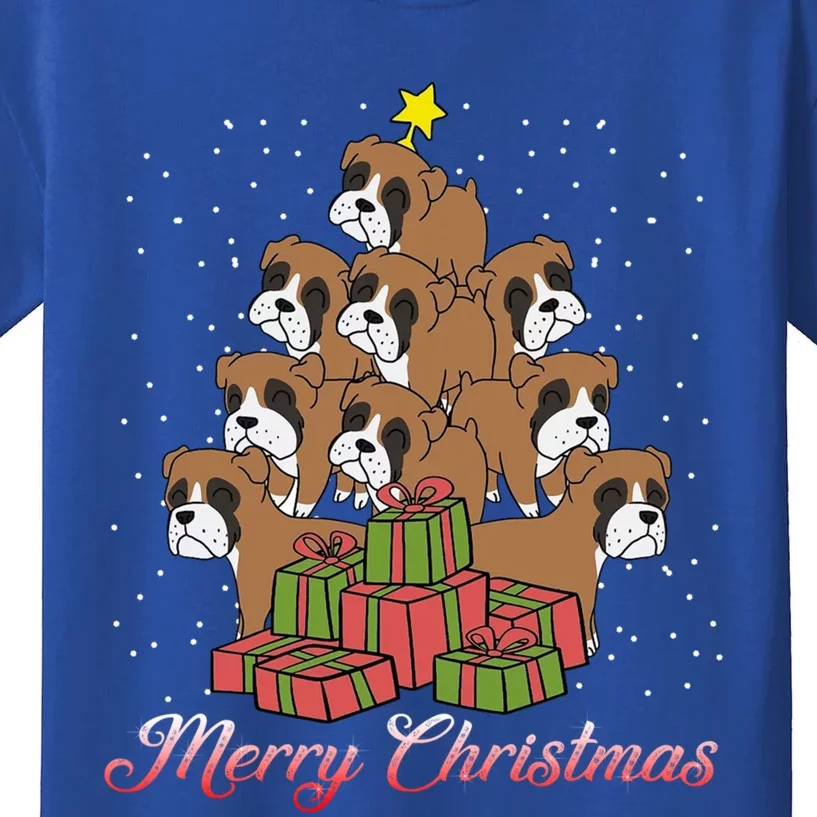 Boxer Dog Lover Matching Santa Boxer Christmas Tree Gift Kids T-Shirt