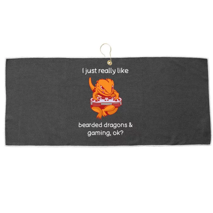 Bearded Dragon Lover Gaming Love Video Gaming Bearded Dragon Large Microfiber Waffle Golf Towel