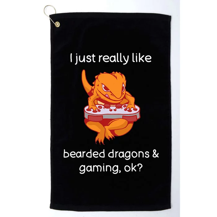 Bearded Dragon Lover Gaming Love Video Gaming Bearded Dragon Platinum Collection Golf Towel