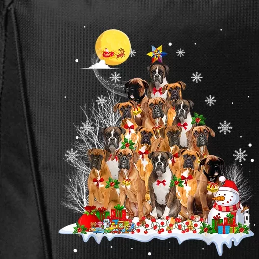 Boxer Dog Lover Matching Santa Boxer Christmas Tree Cute Gift City Backpack