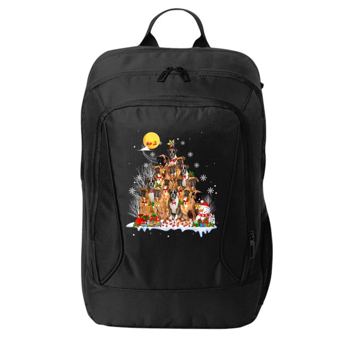 Boxer Dog Lover Matching Santa Boxer Christmas Tree Cute Gift City Backpack