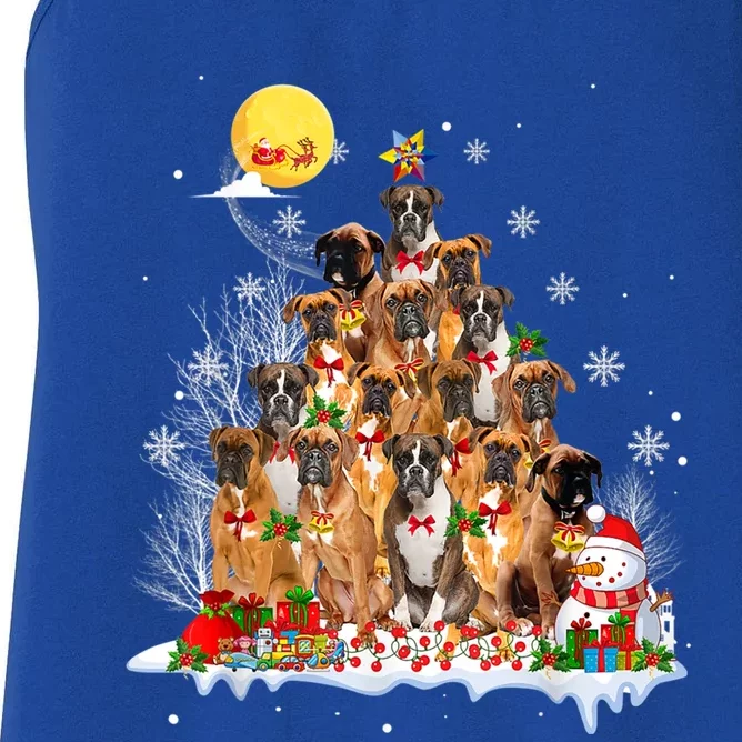 Boxer Dog Lover Matching Santa Boxer Christmas Tree Cute Gift Women's Racerback Tank