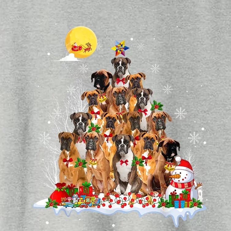 Boxer Dog Lover Matching Santa Boxer Christmas Tree Cute Gift Women's Crop Top Tee