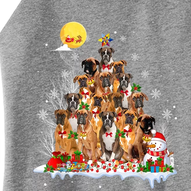 Boxer Dog Lover Matching Santa Boxer Christmas Tree Cute Gift Women’s Perfect Tri Rocker Tank