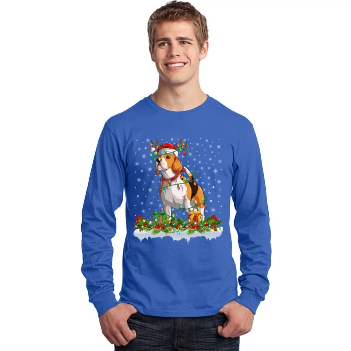 Beagle Dog Lover Xmas Lighting Santa Beagle Christmas Cute Gift Tall Long Sleeve T-Shirt