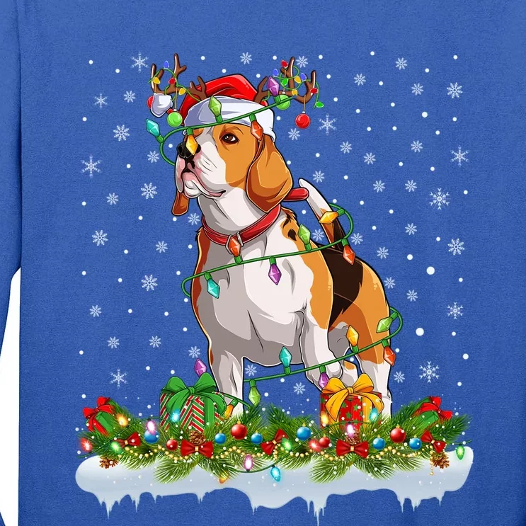 Beagle Dog Lover Xmas Lighting Santa Beagle Christmas Cute Gift Tall Long Sleeve T-Shirt