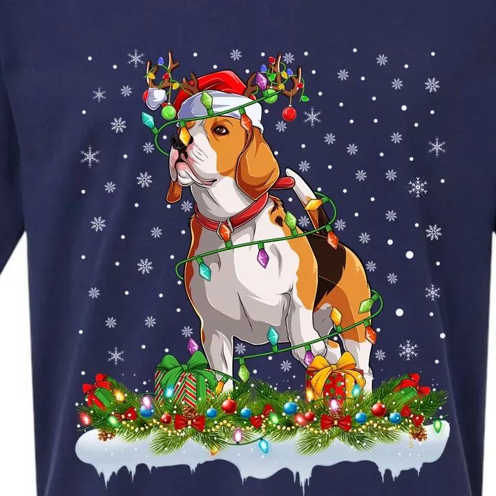 Beagle Dog Lover Xmas Lighting Santa Beagle Christmas Cute Gift Sueded Cloud Jersey T-Shirt