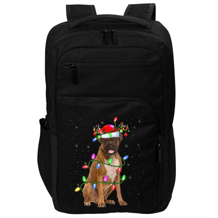 Boxer Dog Lover Xmas Lighting Santa Boxer Christmas Gift Impact Tech Backpack