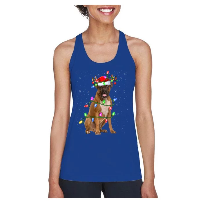 Boxer Dog Lover Xmas Lighting Santa Boxer Christmas Gift Women's Racerback Tank