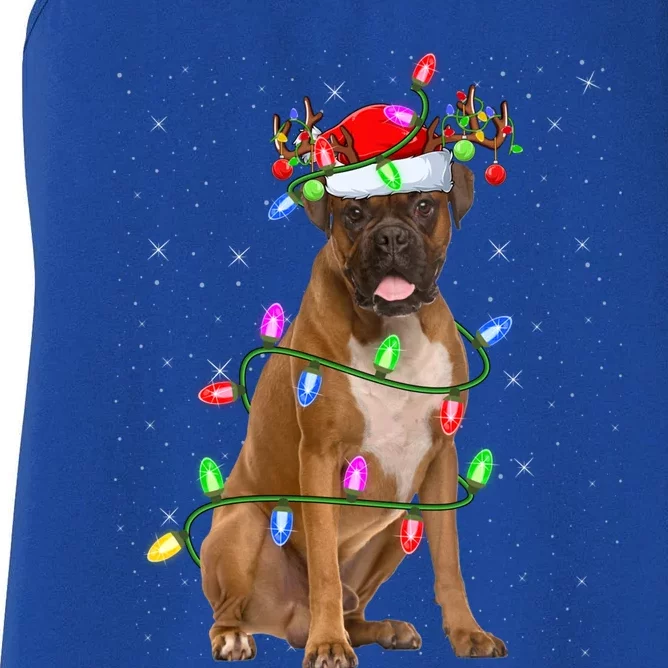 Boxer Dog Lover Xmas Lighting Santa Boxer Christmas Gift Women's Racerback Tank