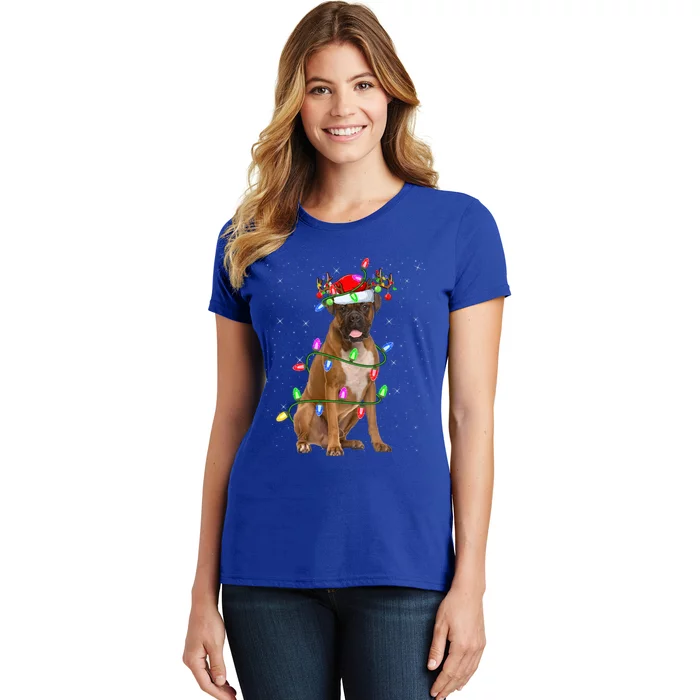 Boxer Dog Lover Xmas Lighting Santa Boxer Christmas Gift Women's T-Shirt