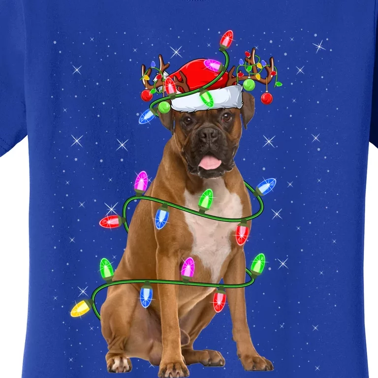 Boxer Dog Lover Xmas Lighting Santa Boxer Christmas Gift Women's T-Shirt