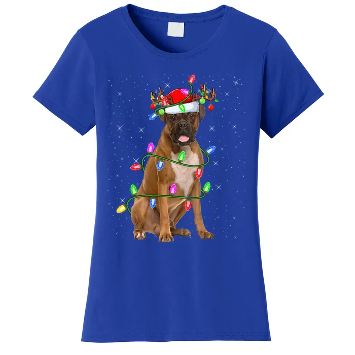 Boxer Dog Lover Xmas Lighting Santa Boxer Christmas Gift Women's T-Shirt