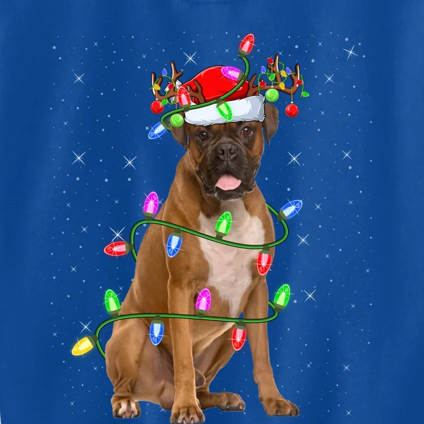 Boxer Dog Lover Xmas Lighting Santa Boxer Christmas Gift Kids Sweatshirt