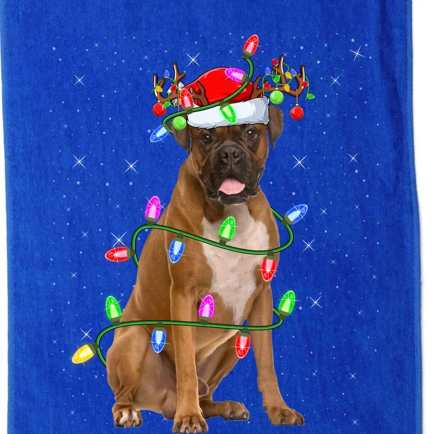 Boxer Dog Lover Xmas Lighting Santa Boxer Christmas Gift Platinum Collection Golf Towel