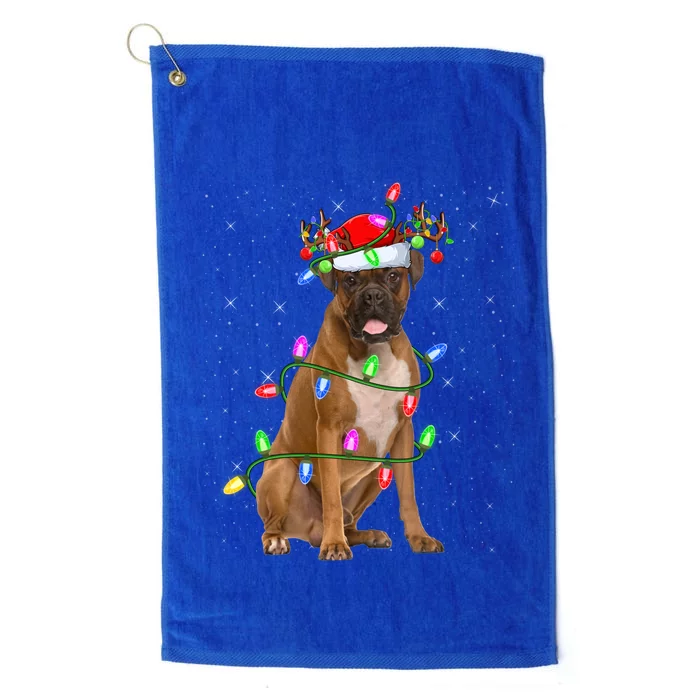 Boxer Dog Lover Xmas Lighting Santa Boxer Christmas Gift Platinum Collection Golf Towel