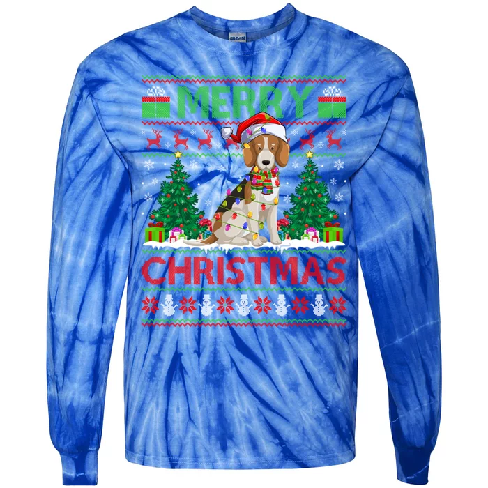 Beagle Dog Lover Xmas Lighting Santa Ugly Beagle Christmas Cute Gift Tie-Dye Long Sleeve Shirt