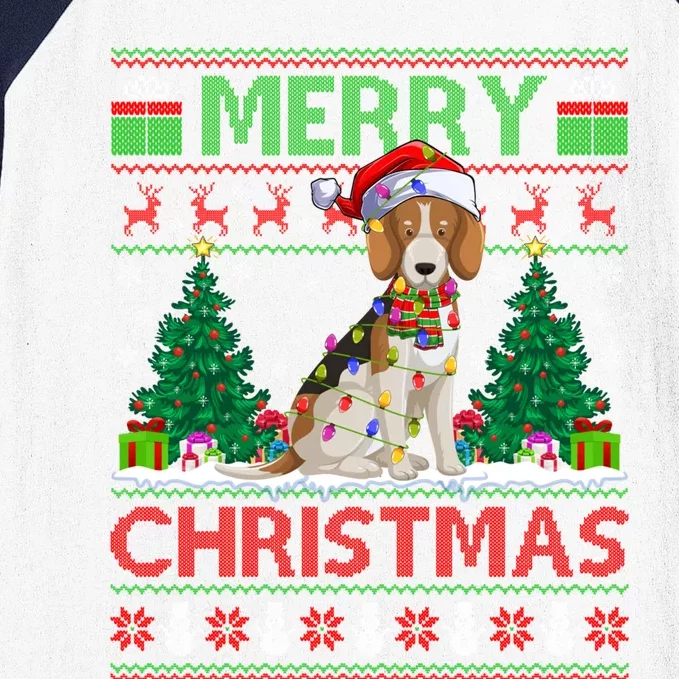 Beagle Dog Lover Xmas Lighting Santa Ugly Beagle Christmas Cute Gift Baseball Sleeve Shirt