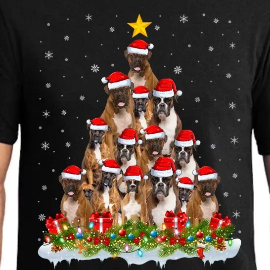 Boxer Dog Lover Xmas Tree Santa Christmas Boxer Gift Pajama Set