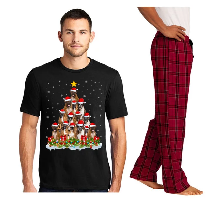 Boxer Dog Lover Xmas Tree Santa Christmas Boxer Gift Pajama Set