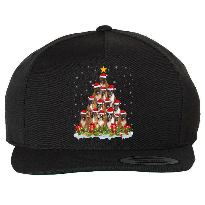 Boxer Dog Lover Xmas Tree Santa Christmas Boxer Gift Wool Snapback Cap